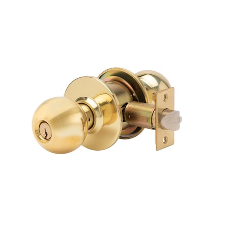 Trans Atlantic Co. SVB Series Bright Brass Grade 2 Standard Duty Commercial Cylindrical Classroom Door Knob with Lock DL-SVB70-US3